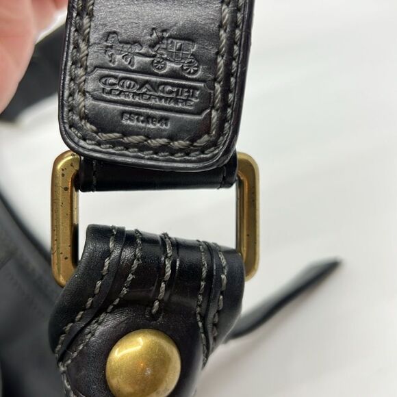 Coach Bleecker Hobo 11416 Black Glove-Tanned Leather Shoulder Bag Y2K Tattersall - Picture 16 of 17